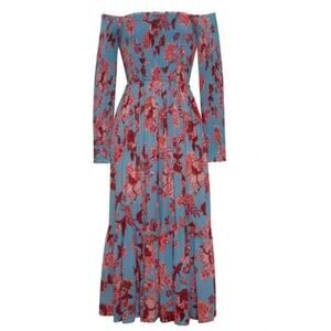 Cara Cara Skylar Floral Smocked Off The Shoulder Midi Dress